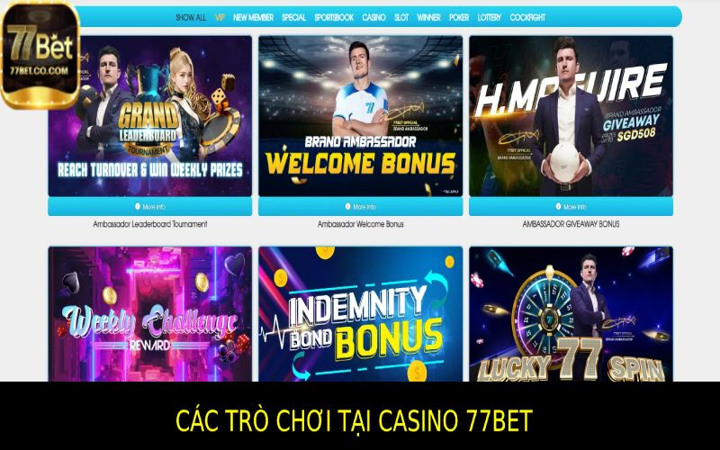 Tìm Hiểu Về Các Trò Chơi Tại Casino 77bet