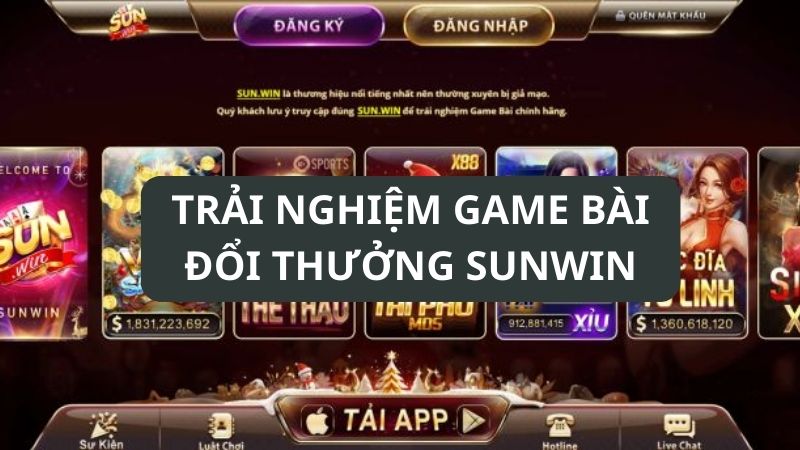 trải nghiệm game bài đổi thưởng sunwin