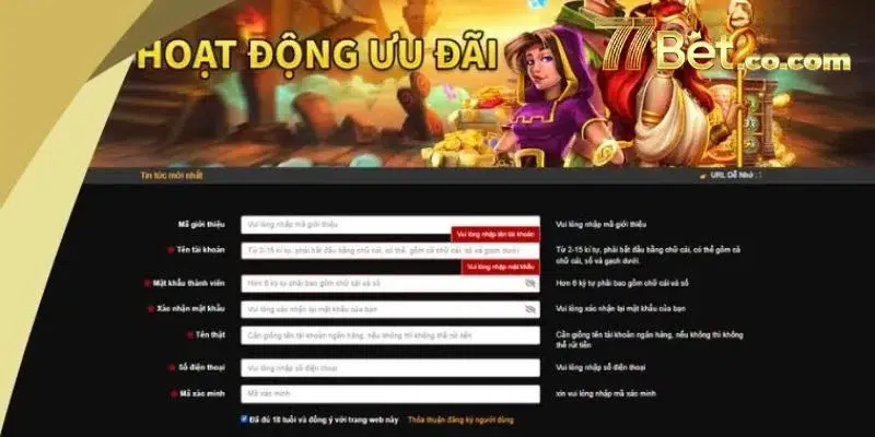 Hướng dẫn các thao tác đăng ký thành viên 77BET đơn giản cho tân thủ.